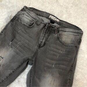 PREME 🖤 Gray Skinny Distressed Stretchy Denim Jeans, Sz. 30X32